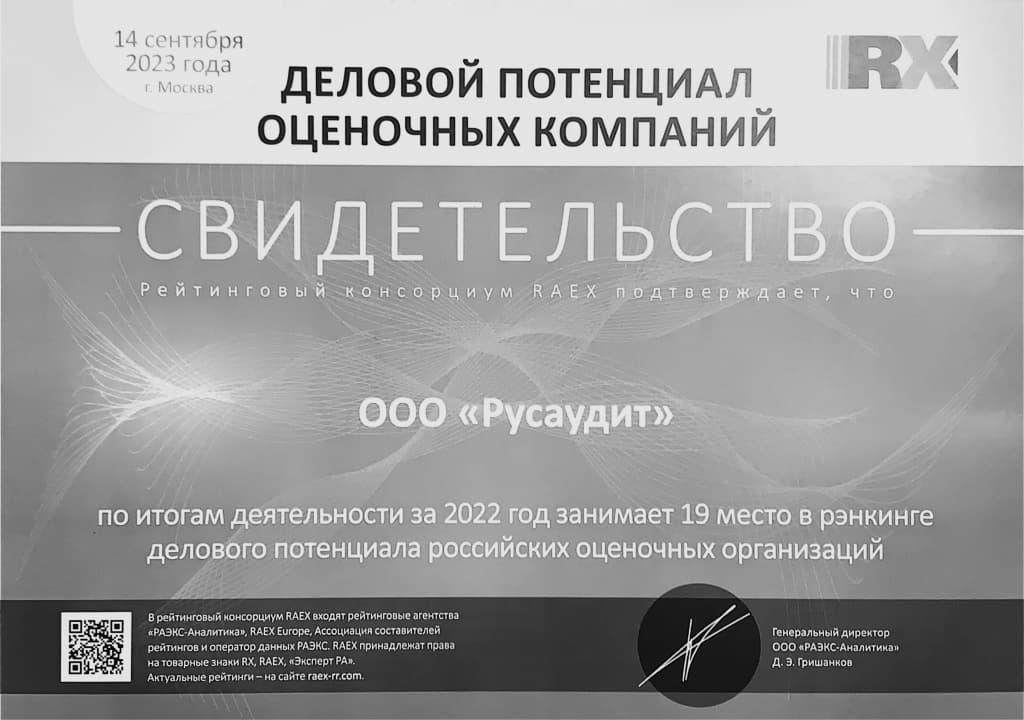 За 2022 год занимает 19 место в рэнкинге делового потенциала российских оценочных организаций